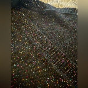 Gorgeous sparkly like new V-neck light sweater. Black with metallic threads